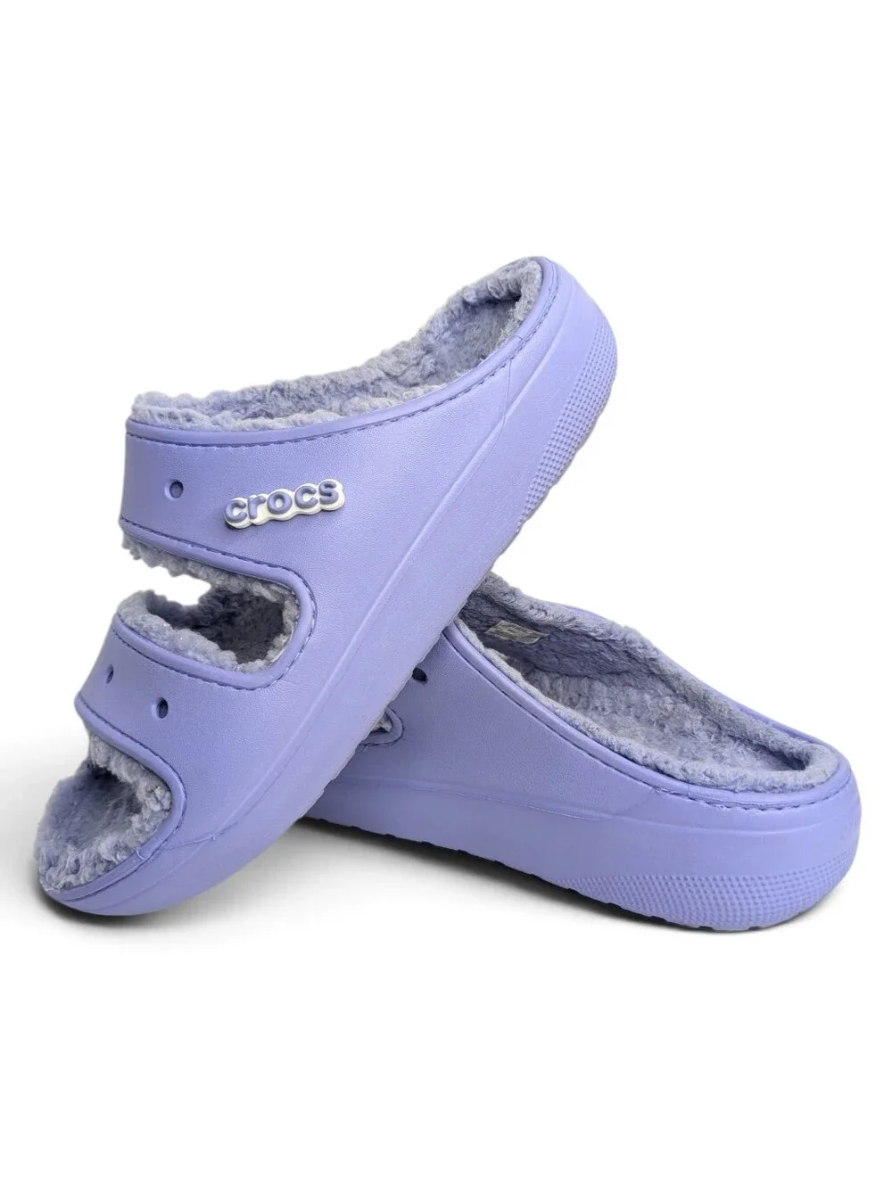 Crocs Classic Cozy Lavender Fuzzy Lined Slide Sandals  | Size 11 (Men)